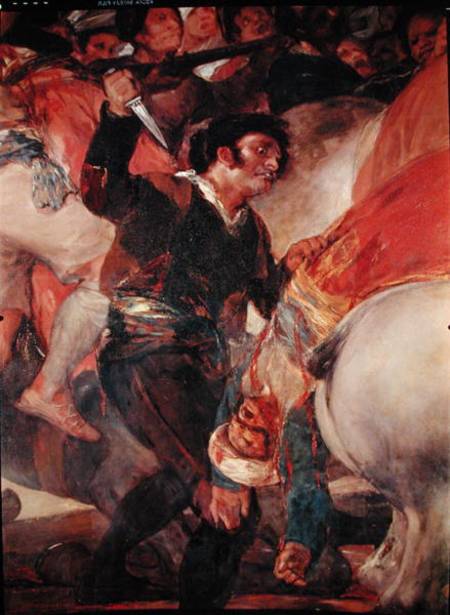 The Second of May, 1808. The Riot against the Mameluke Mercenaries, detail of a man with a dagger a Francisco Jose de Goya
