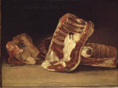 Still life of Sheep's Ribs and Head - The Butcher's Counter a Francisco Jose de Goya