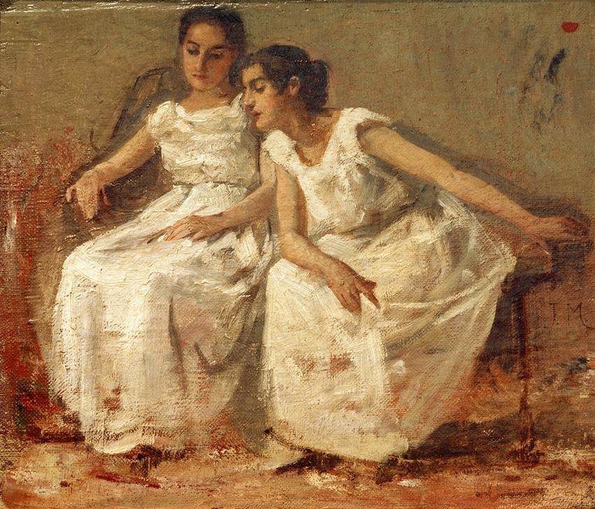 Zwei sitzende Mädchen a Francisco Miralles