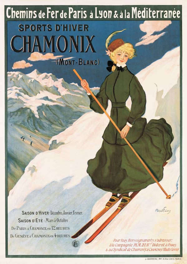 Poster advertising SNCF routes to Chamonix, a Francisco Tamagno