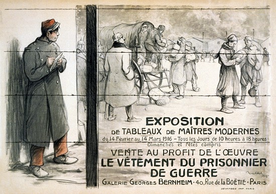 Advertisement for an Exhbition of Paintings to be sold to raise money for clothing for Prisoners of  a Francisque Poulbot