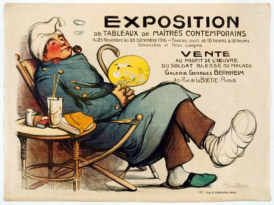 Poster advertising an Exhibition of paintings to raise money for wounded and ill soldiers in Paris a Francisque Poulbot