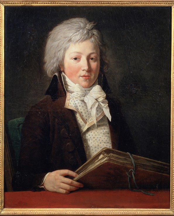 Portrait of a young Man holding a Folder with Drawings a Francois André Vincent