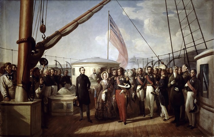 Queen Victoria recieved the King Louis Philippe I on board the Royal Yacht, 2 September 1843 a François August Biard