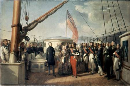 Meeting between Louis-Philippe I (1773-1850) and Queen Victoria (1819-1901) at Le Treport, 2nd Septe a François August Biard