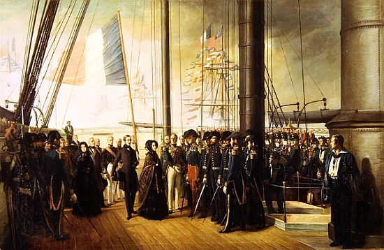 Queen Victoria I, received aboard the steamer ''Le Gomer'' the Rear Admiral Lasusse, 15th October 18 a François August Biard