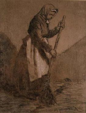 Woman Sweeping, 1856 (chalk on paper)