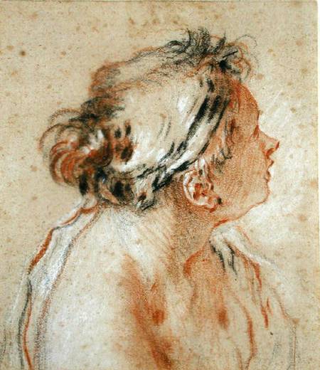 Head of a Nymph (black, white and red chalk on light brown a François Boucher