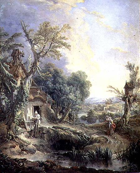 Landscape with a Hermit a François Boucher
