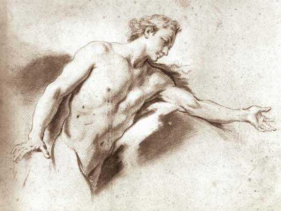 Nude study (pencil) a François Boucher