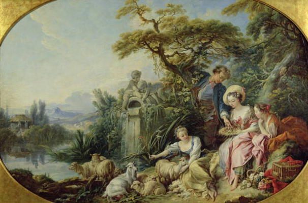 The Shepherd's Gift or, The Nest (oil on canvas) a François Boucher