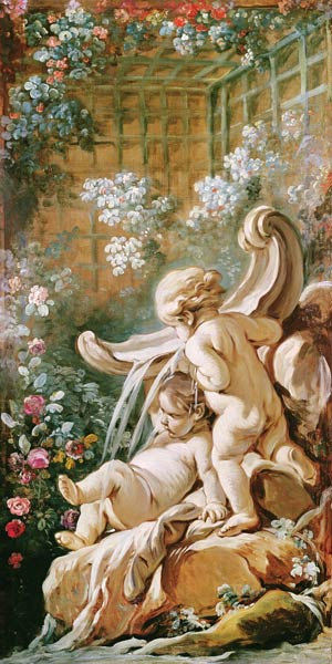 Two Cupids by a Basin, from the salon of Gilles Demarteau a François Boucher