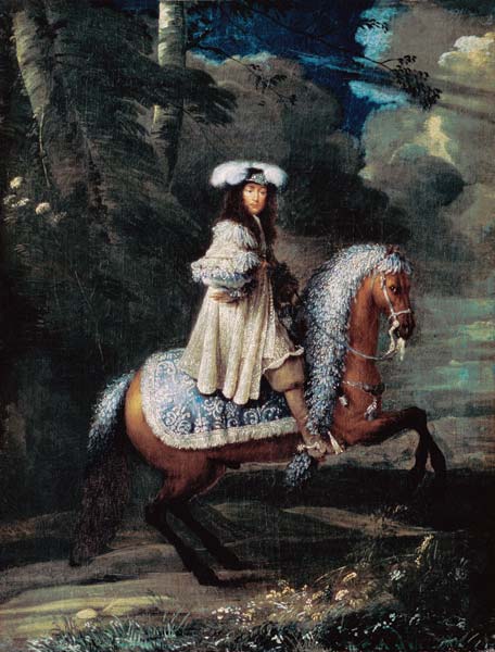 Reiter in blauem Kostüm (Lois XIV?) a Francois Duchatel