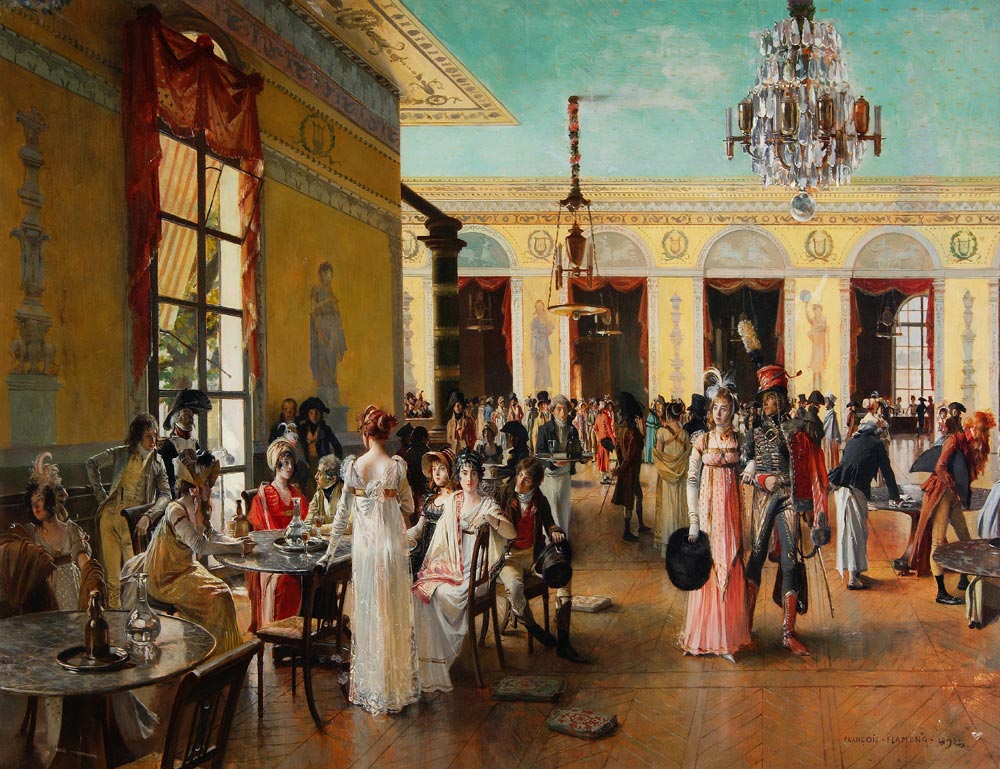 Café Frascati (A Scene From Napoleon's Time= a François Flameng
