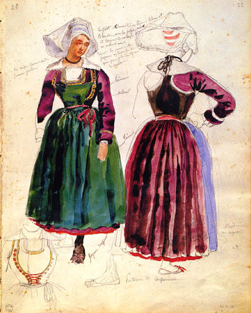 Two Women in traditional Dresses of Pont Aven a François-Hippolyte Lalaisse