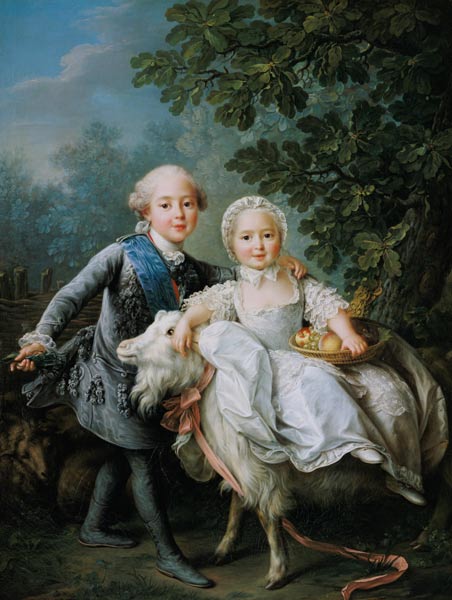 Portrait of Charles Philippe of France (1757-1836) (later Charles X) and his sister Marie Adelaide ( a François-Hubert Drouais