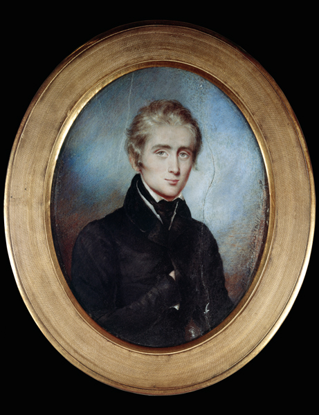 Portrait Franz Liszt in the age from 23 years miniature on ivory a François Lamorinière
