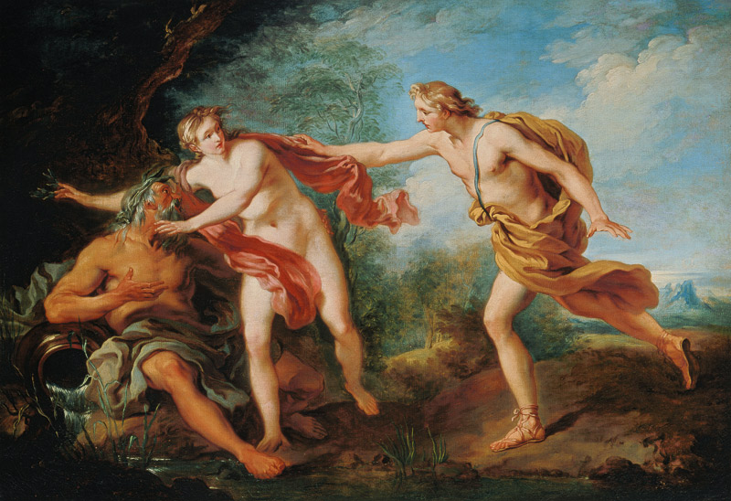 Apollo verfolgt Daphne. a François Lemoyne