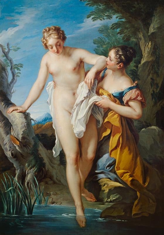 The Bather and her Maid a François Lemoyne