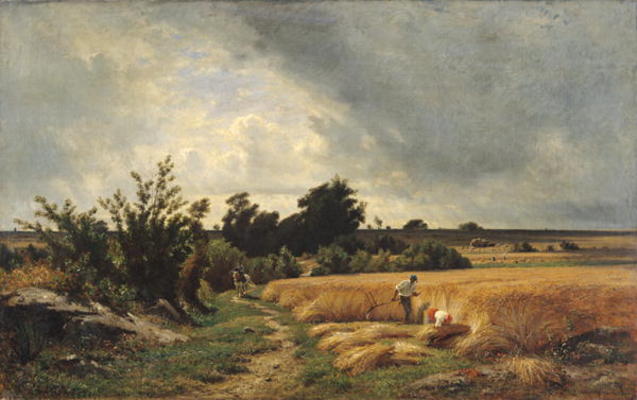 The Plateau of Ormesson - A Path through the Corn (oil on canvas) a Francois Louis Francais