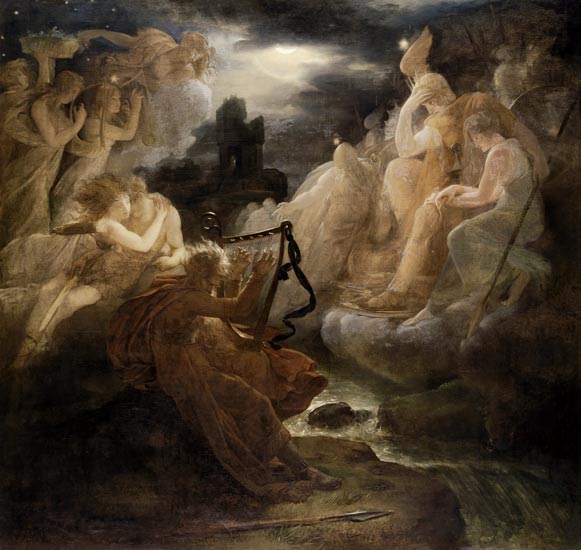 Ossian wakes the spirits on the shore of the Lora with the tone of his harp a François Pascal Simon Gérard