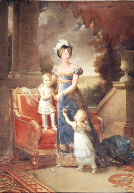 Marie-Caroline de Bourbon (1798-1870) with her Children in Front of the Chateau de Rosny a François Pascal Simon Gérard