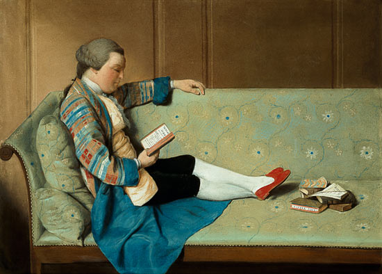 Portrait of a Man Reading - John Farr Reading Horace's Odes  (post-restoration) a Francois Vispre