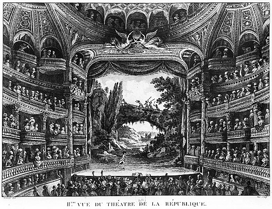 Second view of the Theatre de la Republique, plate 83 from volume IV of ''Voyage de France'' a Francois Denis Nee