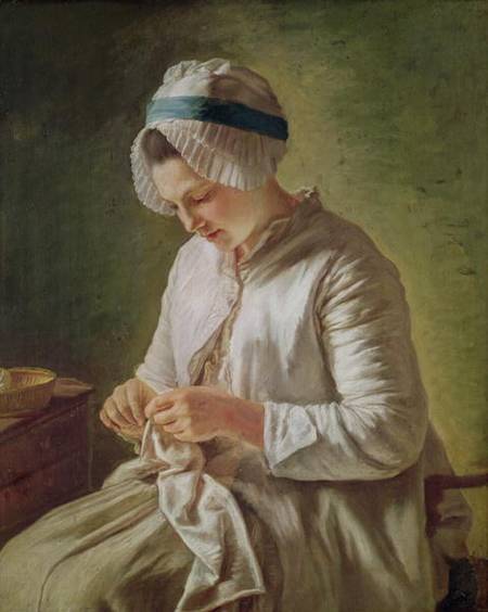 The Seamstress or, Young Woman Working a Françoise Duparc