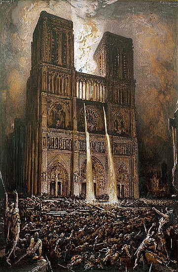 The Populace Besieging Notre-Dame a Francois Nicolas Chifflart