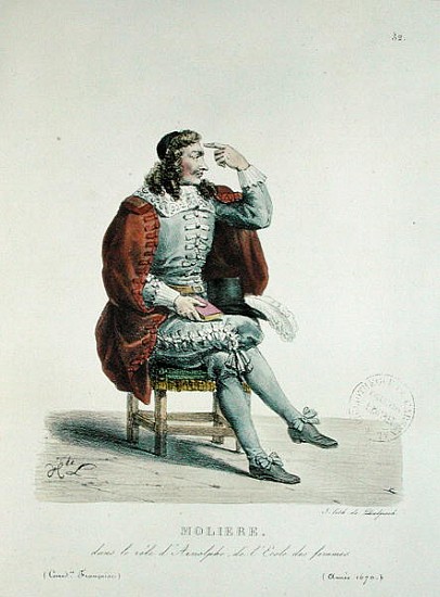 Portrait of Moliere (1622-73) in the role of Arnolfe from ''L''Ecole des Femmes'' at the Comedie Fra a Francois Seraphin Delpech