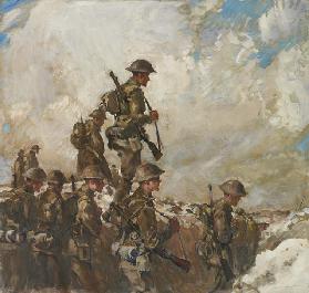 Through the saps to Pozieres, c.1918 (oil on canvas)
