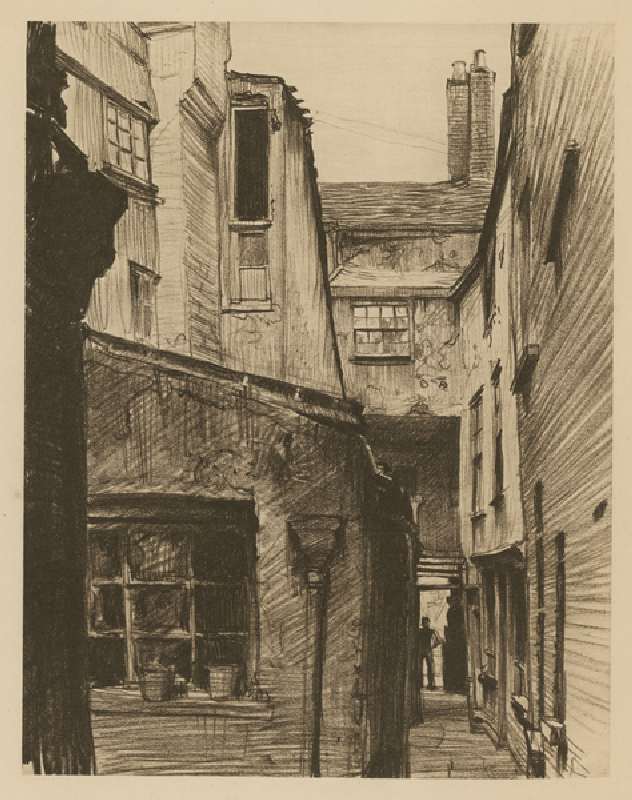 The Old Horse and Groom, back of Holborn Above Bars, London (etching) a Frank Lewis Emanuel
