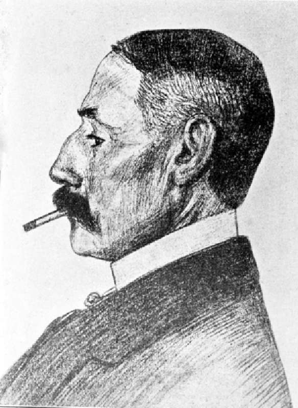 Portrait of the British composer Edward Elgar (pencil on paper) a Frank Lewis Emanuel