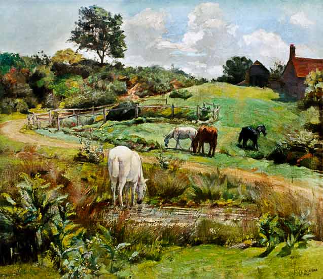 Horses Grazing in a Landscape a Frank O'Meara