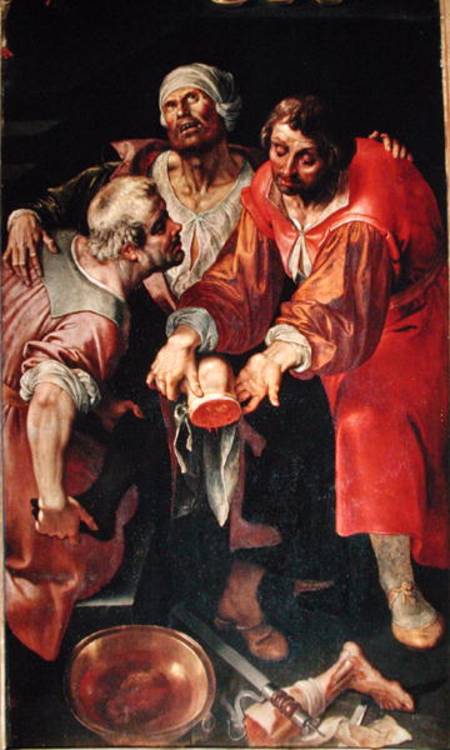 The Charity of St. Cosmas and St. Damian, detail of the saints curing an amputee a Frans Francken d. J.