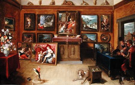 Picture Gallery with a Man of Science Making Measurements on a Globe a Frans Francken d. J.