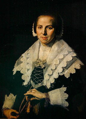 Portrait of a Woman with a Fan, 1640 (oil on canvas) a Frans Hals