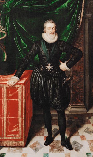 Portrait of Henri IV (1553-1610) King of France, in a black costume a Frans II Pourbus