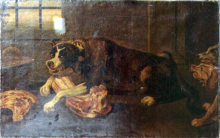Dogs Gnawing Joints of Meat a Frans Snyders