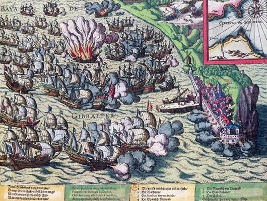 Fighting off the Coast of Gibraltar, printed on 25th May 1607 (coloured engraving) a Franz Hogenberg