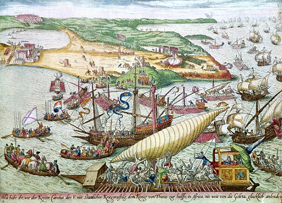 The Siege of Tunis or La Goulette Charles V in 1535 a Franz Hogenberg