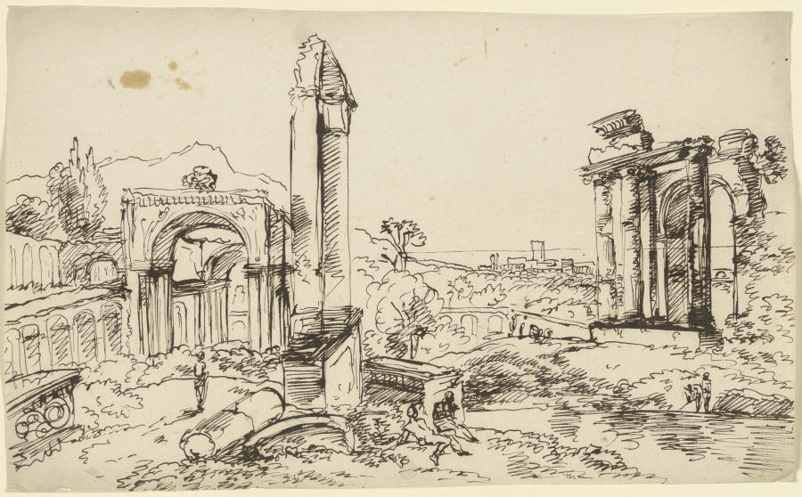Antike Ruinen vor einer Landschaft a Franz Innocenz Josef Kobell