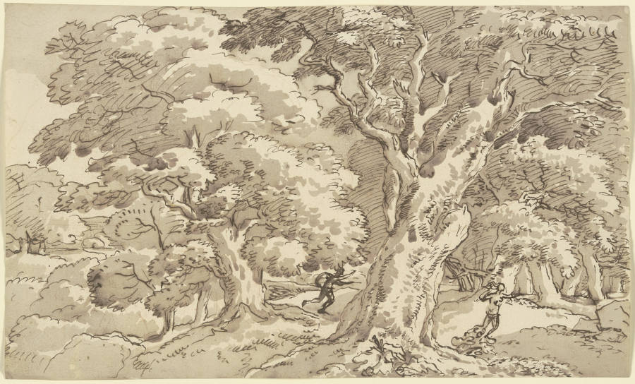 Apoll verfolgt Daphne durch einen alten Wald a Franz Innocenz Josef Kobell