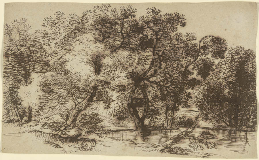 Bäume und Sträucher an einem Gewässer a Franz Innocenz Josef Kobell