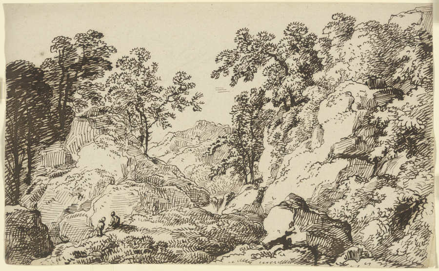 Tree-lined ravine a Franz Innocenz Josef Kobell