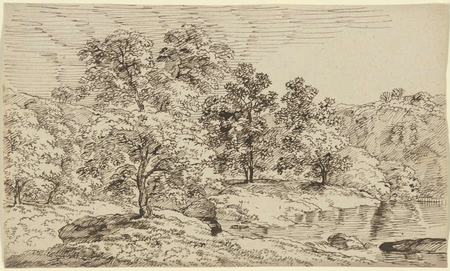 Baumgruppe an einem Gewässer a Franz Innocenz Josef Kobell