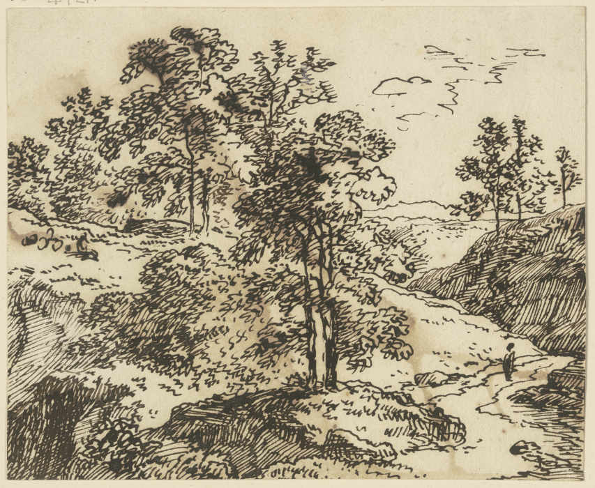 Baumreiche Landschaft mit Weg a Franz Innocenz Josef Kobell