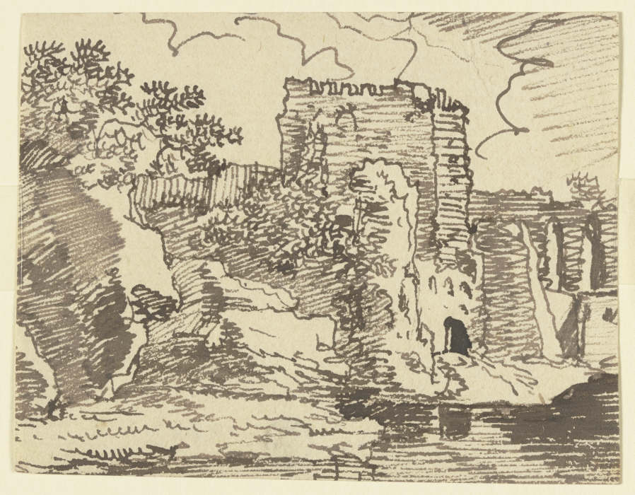 Burgruine an einem Gewässer a Franz Innocenz Josef Kobell