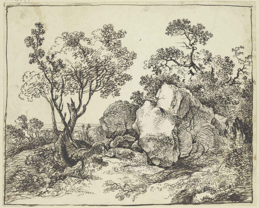 Felsblöcke zwischen Bäumen a Franz Innocenz Josef Kobell